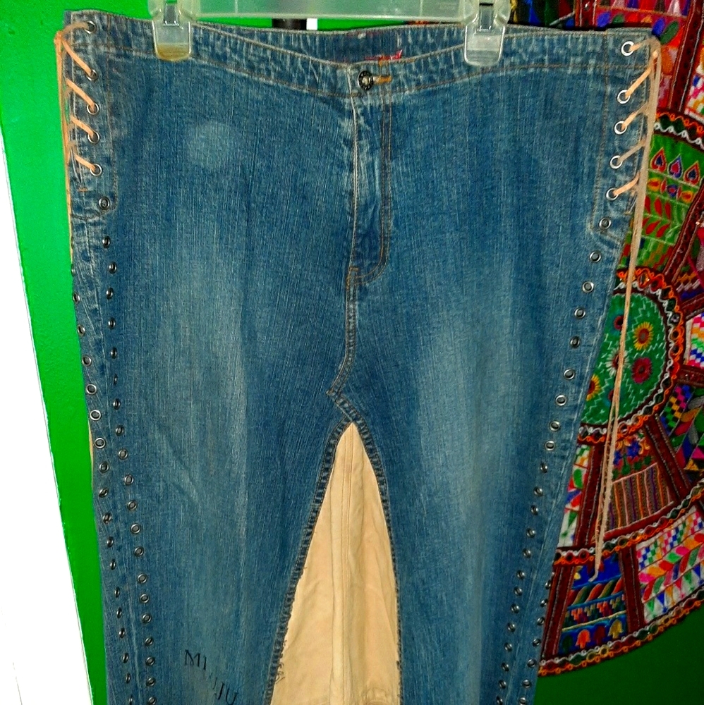 Denim and suede skirt